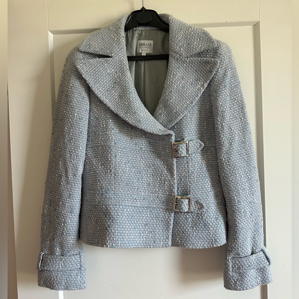 Armani Women's Light Blue Tweed Blazer